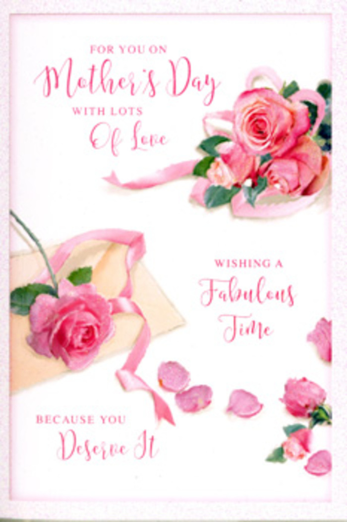 This Mother's Day card is illustrated as a serene floral tableau, where pink roses and gentle lettering come together to convey gratitude and love. Set against a soft white background, lush rose heads in varying shades of pink-from the faintest baby blush to a more saturated, romantic rose-are depicted in full bloom, their petals layered and curling with believable, almost touchable realism. The roses are arranged in loosely gathered clusters, reminiscent of a hand-tied bouquet prepared by a local Putney florist, with some blooms nestled closely together and others given space to breathe, just as you might see in a vase on a windowsill overlooking the Thames. Subtle shading and highlights create the impression of velvety petals catching soft daylight, evoking an imagined scent of fresh roses that could easily fill a Putney kitchen on Mother's Day morning. Around the main floral groupings, individual petals are sprinkled across the design, resting like confetti on a white tablecloth after a family brunch along Putney Embankment. These scattered petals introduce a sense of movement and gentle imperfection, the kind that makes a moment feel real and cherished. A delicate ribbon weaves between the flowers, its pastel tone harmonising with the pink blooms, and its flowing curves suggesting the final flourish added before sending a bouquet out for delivery. Across the card, elegant, hand-lettered script conveys a warm Mother's Day message, the letters looping and sweeping gracefully, as if written by hand with special care. The overall light is calm and diffused, lending the card a tranquil, affectionate atmosphere-like quiet conversation and shared smiles-making this illustration a natural partner to fresh rose arrangements delivered throughout Putney and nearby neighbourhoods.